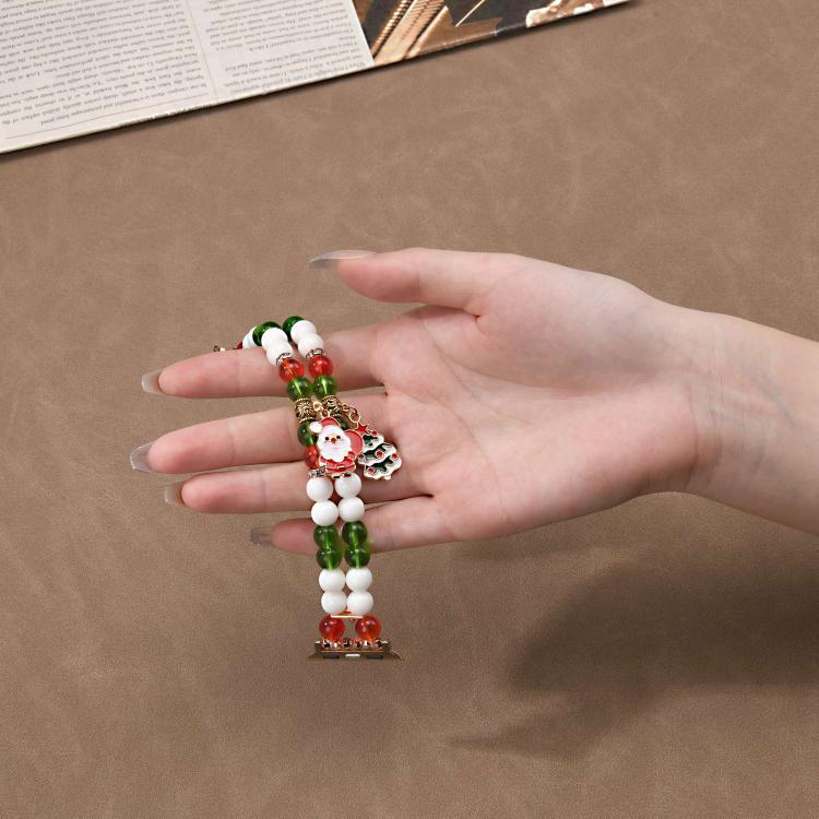 폭 20mm 크리스마스 비즈 체인 시계 밴드, 애플 워치 46mm / 49mm / 45mm / 44mm용, 애플 워치 42mm / 41mm / 40mm / 38mm용