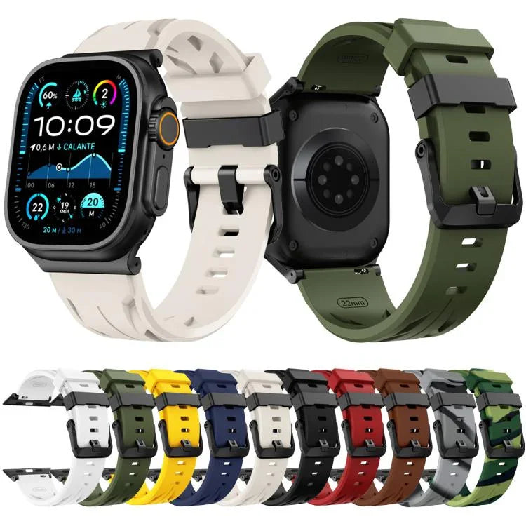 블랙 핀 버클 실리콘 시계 밴드, 애플 워치 46mm / 49mm / 45mm / 44mm용, 애플 워치 42mm / 41mm / 40mm / 38mm용