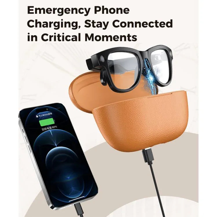 M02 울트라 8MP 카메라 AI 스마트 안경 변색 렌즈, 블랙 충전 케이스 포함, 브라운 충전 케이스 포함