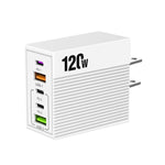 ADC-F007 120W 3포트 타입-C 듀얼 USB 멀티포트 충전기, 미국 플러그, 유럽 플러그, 영국 플러그