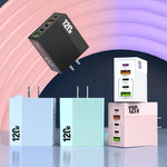 ADC-F007 120W 3포트 타입-C 듀얼 USB 멀티포트 충전기, 미국 플러그, 유럽 플러그, 영국 플러그