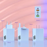 ADC-F007 120W 3포트 타입-C 듀얼 USB 멀티포트 충전기, 미국 플러그, 유럽 플러그, 영국 플러그
