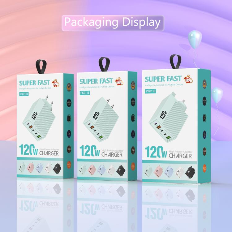 ADC-F007 120W 3포트 타입-C 듀얼 USB 멀티포트 충전기, 미국 플러그, 유럽 플러그, 영국 플러그