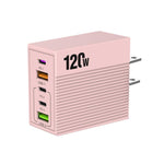 ADC-F007 120W 3포트 타입-C 듀얼 USB 멀티포트 충전기, 미국 플러그, 유럽 플러그, 영국 플러그