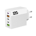 ADC-F007 120W 3포트 타입-C 듀얼 USB 멀티포트 충전기, 미국 플러그, 유럽 플러그, 영국 플러그