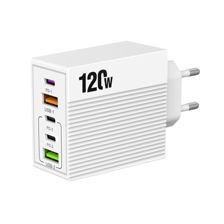 ADC-F007 120W 3포트 타입-C 듀얼 USB 멀티포트 충전기, 미국 플러그, 유럽 플러그, 영국 플러그