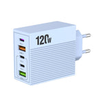 ADC-F007 120W 3포트 타입-C 듀얼 USB 멀티포트 충전기, 미국 플러그, 유럽 플러그, 영국 플러그