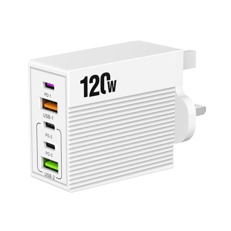 ADC-F007 120W 3포트 타입-C 듀얼 USB 멀티포트 충전기, 미국 플러그, 유럽 플러그, 영국 플러그