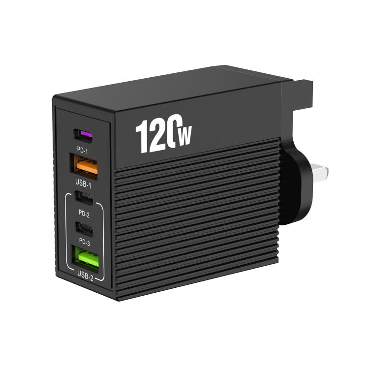 ADC-F007 120W 3포트 타입-C 듀얼 USB 멀티포트 충전기, 미국 플러그, 유럽 플러그, 영국 플러그