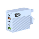 ADC-F007 120W 3포트 타입-C 듀얼 USB 멀티포트 충전기, 미국 플러그, 유럽 플러그, 영국 플러그