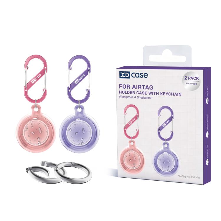 XDcase 2개 세트 풀커버 방수 TPU 보호 케이스 키체인 포함, AirTag 2세대 / 1세대용