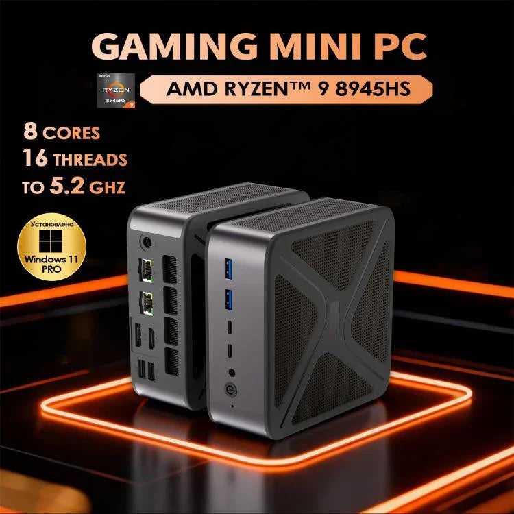 GXMO GH8 Windows 11 Pro 미니 PC, AMD Ryzen 9 8945HS 옥타 코어 프로세서, 메모리 없음, 16GB+512GB