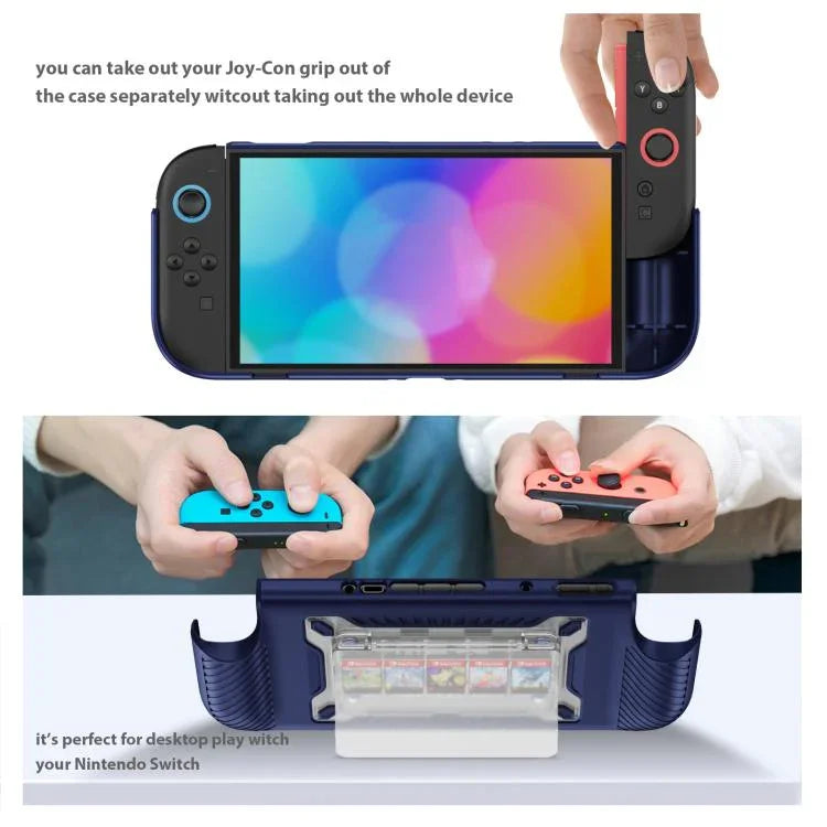 미끄럼 방지 텍스처드 TPU 하이브리드 PC 게임 콘솔 보호 케이스 카드 슬롯 포함, 닌텐도 스위치 2용