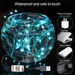 RGB USB LED 구리선 조명 스트링 휴일 장식 조명 스트링 블루투스 모바일 앱 제어, 2m 20 LED, 5m 50 LED, 10m 100 LED, 12m 120 LED, 15m 150 LED, 20m 200 LED