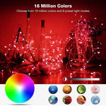 RGB USB LED 구리선 조명 스트링 휴일 장식 조명 스트링 블루투스 모바일 앱 제어, 2m 20 LED, 5m 50 LED, 10m 100 LED, 12m 120 LED, 15m 150 LED, 20m 200 LED