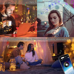 RGB USB LED 구리선 조명 스트링 휴일 장식 조명 스트링 블루투스 모바일 앱 제어, 2m 20 LED, 5m 50 LED, 10m 100 LED, 12m 120 LED, 15m 150 LED, 20m 200 LED