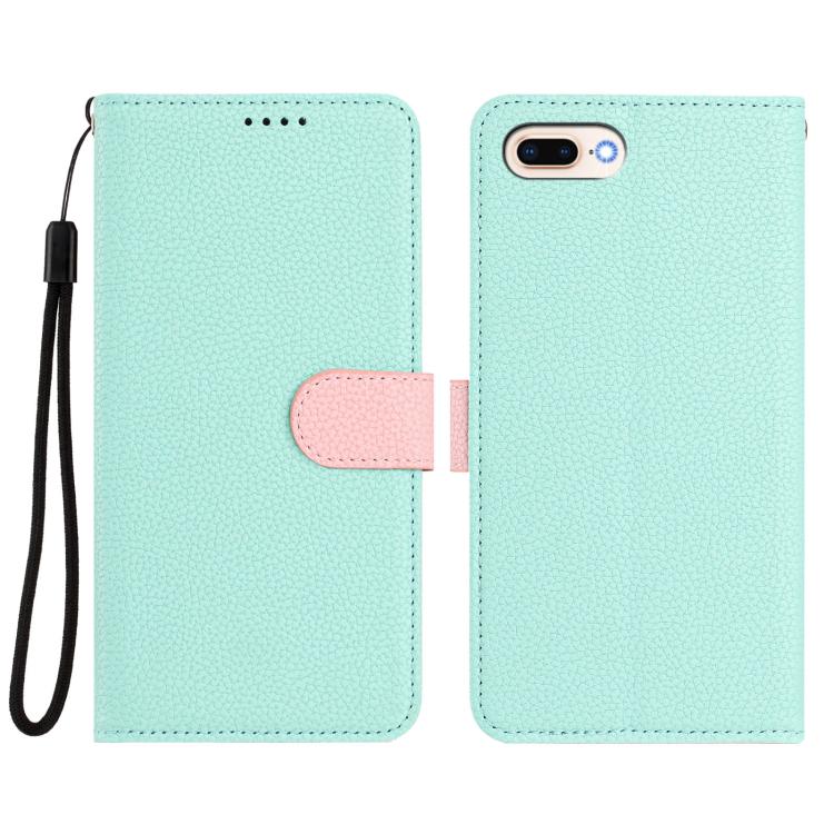 Detachable Litchi Texture Magnetic Side-Patch Vegan Leather Phone Case, For iPhone 8 Plus / 7 Plus