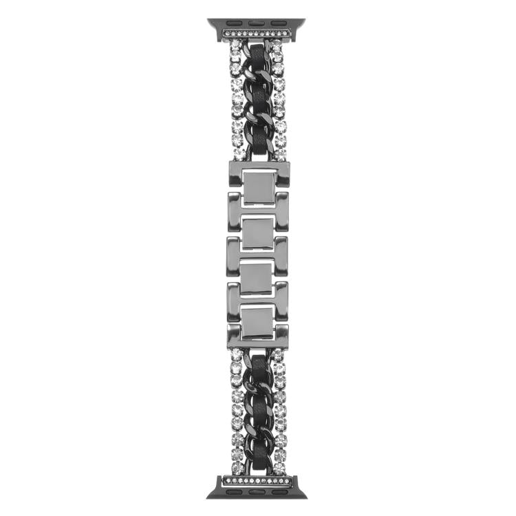 다이아몬드 비건 가죽 메탈 시계 밴드, 애플 워치 46mm / 49mm / 45mm / 44mm용, 애플 워치 42mm / 41mm / 40mm / 38mm용