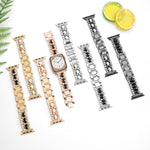 다이아몬드 비건 가죽 메탈 시계 밴드, 애플 워치 46mm / 49mm / 45mm / 44mm용, 애플 워치 42mm / 41mm / 40mm / 38mm용