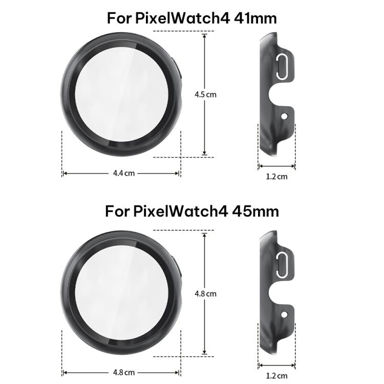 xDfind 강화 필름 일체형 오일 분사 PC 시계 보호 커버, Google Pixel Watch 4 / 3 45mm용, Google Pixel Watch 4 / 3 / 2 / 1 41mm용