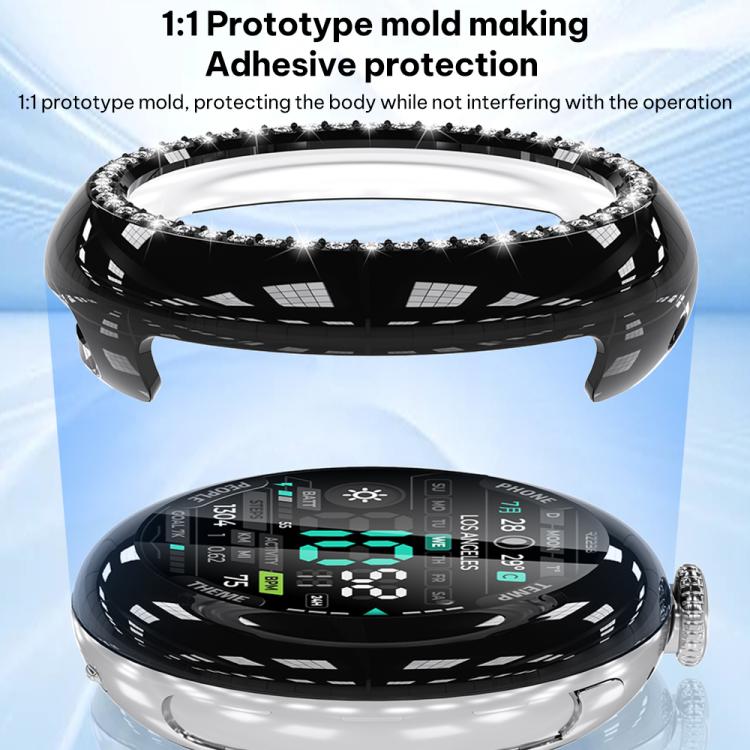 xDfind Single Row Diamond Hollow PC Watch Cover, For Google Pixel Watch 4 / Watch 3 45mm, For Google Pixel Watch 4 / 3 / 2 / 1 41mm