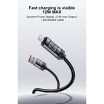 Yesido CA138L 12W 2.4A USB to 8핀 OLED 디스플레이 충전 데이터 케이블, USB to 8핀
