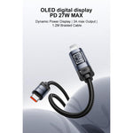 Yesido CA201 27W 타입-C to 8핀 OLED 디스플레이 충전 데이터 케이블, 타입-C to 8핀