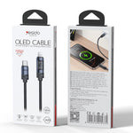 Yesido CA201 27W 타입-C to 8핀 OLED 디스플레이 충전 데이터 케이블, 타입-C to 8핀