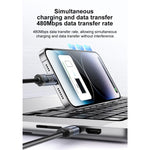 Yesido CA201 27W 타입-C to 8핀 OLED 디스플레이 충전 데이터 케이블, 타입-C to 8핀