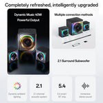 Yesido YSW41 40W 2.1채널 시스템 컬러풀 RGB 블루투스 스피커 서브우퍼, YSW41