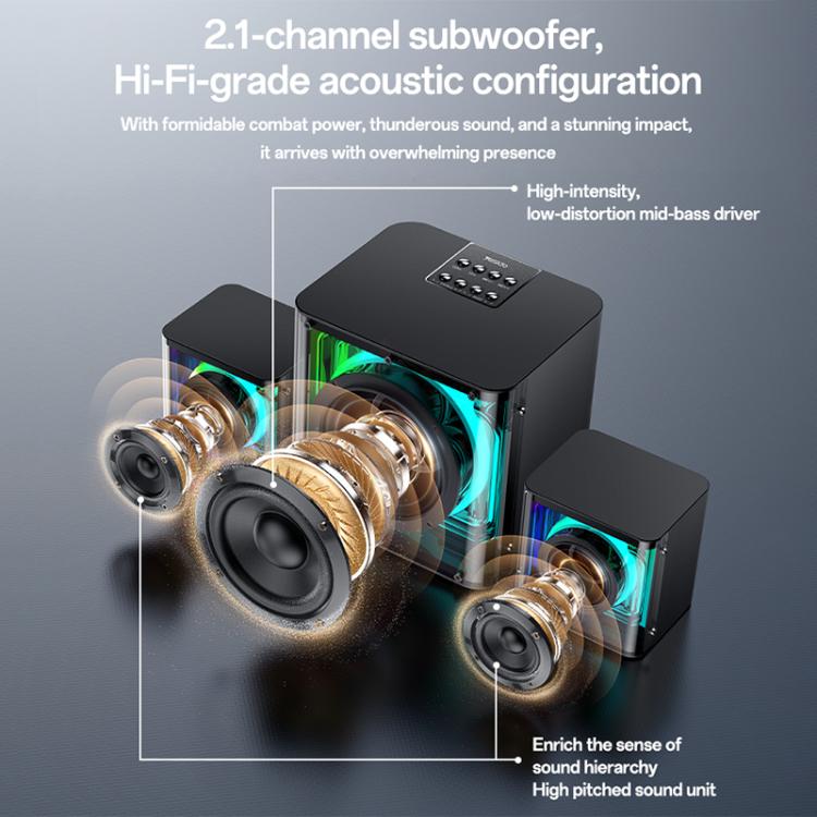 Yesido YSW41 40W 2.1채널 시스템 컬러풀 RGB 블루투스 스피커 서브우퍼, YSW41