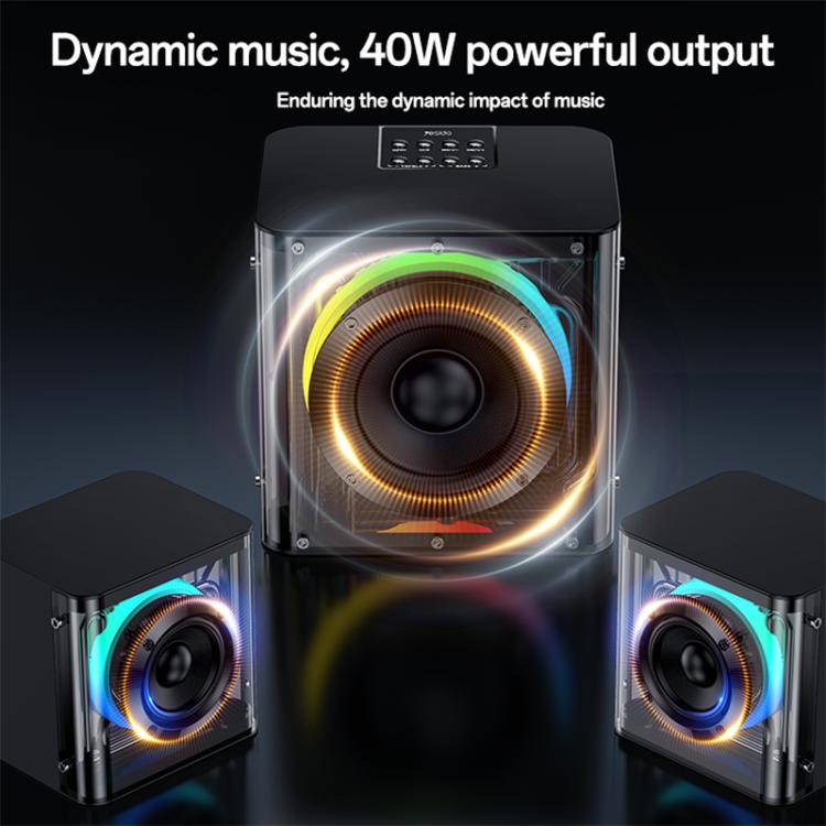 Yesido YSW41 40W 2.1채널 시스템 컬러풀 RGB 블루투스 스피커 서브우퍼, YSW41