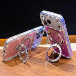 Rhinestone Glitter Kickstand Dual-side IMD Phone Case, For iPhone 13