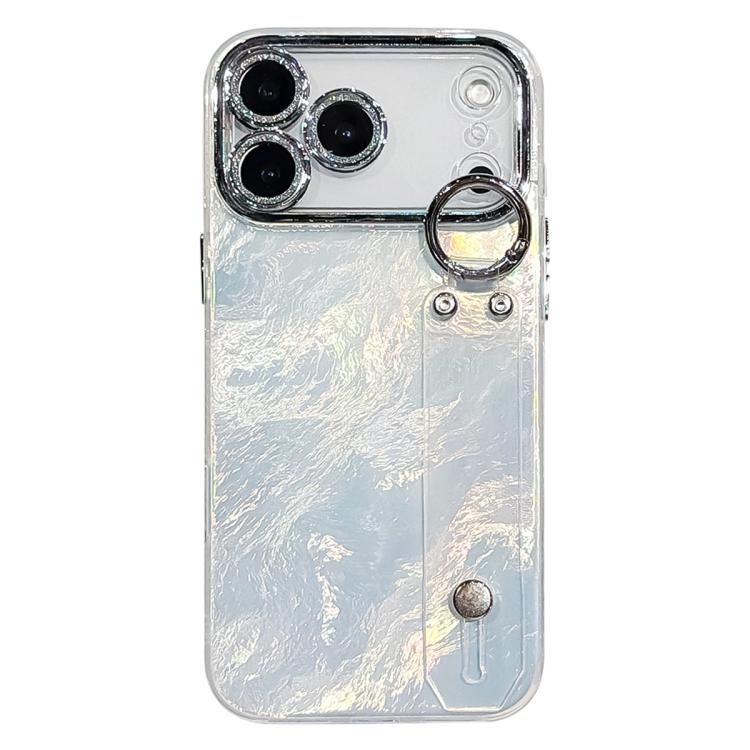 아이폰 17 Pro Max, 아이폰 17 Pro, 아이폰 17, 아이폰 Air, 아이폰 16 Pro Max, 아이폰 16 Pro, 아이폰 16 Plus, 아이폰 16, 아이폰 15 Pro Max용 렌즈 필름이 포함된 플레이트 호일 같은 금속 텍스처 손목 밴드 홀더 TPU 휴대폰 케이스