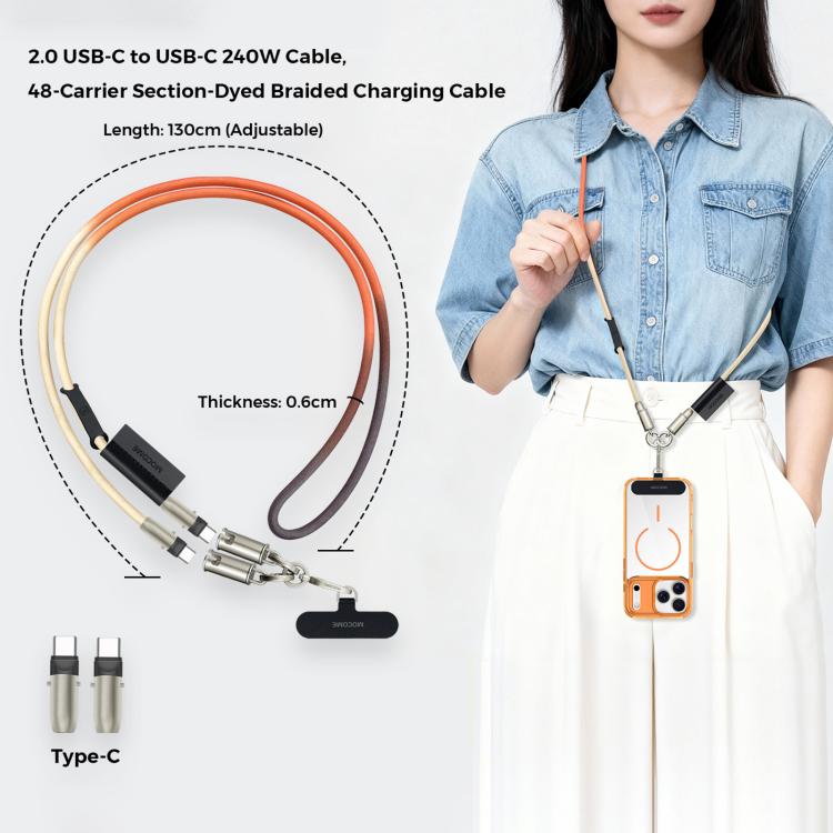 MOCOME W3 Type-C to Type-C 다기능 충전 케이블 조절 가능한 크로스바디 폰 스트랩