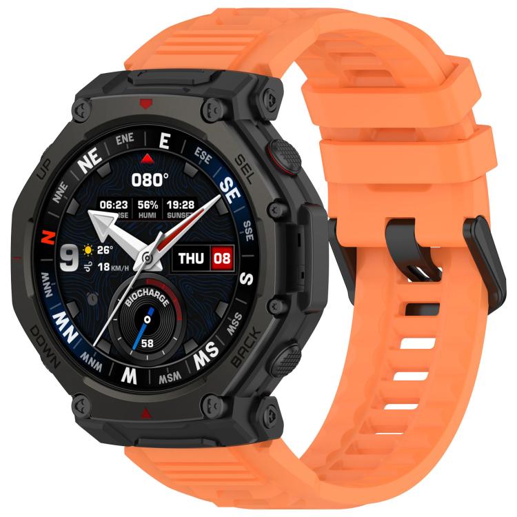xDfind Solid Color Black Buckle Silicone Watch Band, For Amazfit T-Rex 3 Pro 48mm