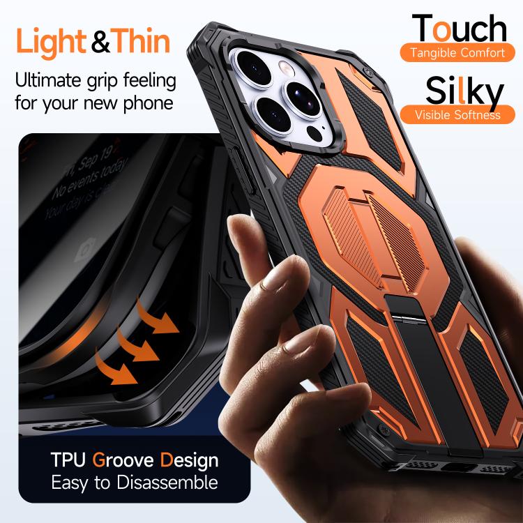 숨겨진 금속 홀더 자석 충격 방지 휴대폰 케이스, iPhone 13 Pro용