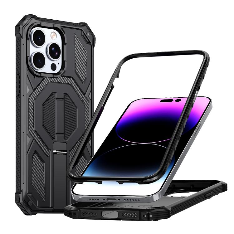 숨겨진 금속 홀더 자석 충격 방지 휴대폰 케이스, iPhone 13 Pro용