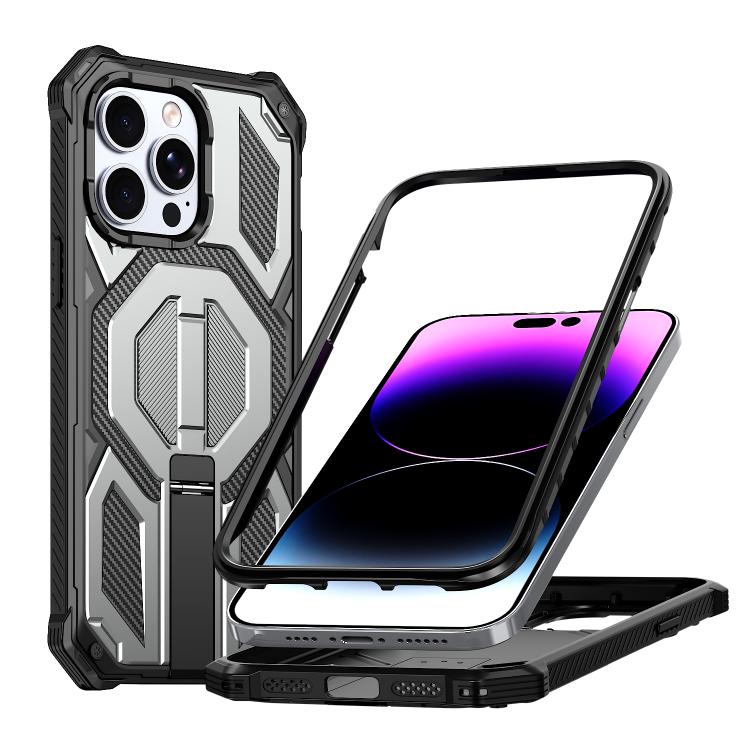 숨겨진 금속 홀더 자석 충격 방지 휴대폰 케이스, iPhone 13 Pro용