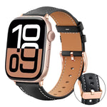 xDfind 로즈 골드 버클 블랙샤크 미세 입자 비건 가죽 시계 밴드, Apple Watch 42 / 44 / 45 / 46 / 49mm용, Apple Watch 38 / 40 / 41 / S11 42mm용