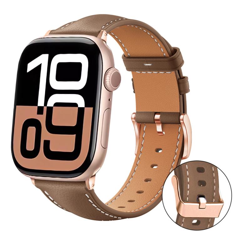 xDfind 로즈 골드 버클 블랙샤크 미세 입자 비건 가죽 시계 밴드, Apple Watch 42 / 44 / 45 / 46 / 49mm용, Apple Watch 38 / 40 / 41 / S11 42mm용
