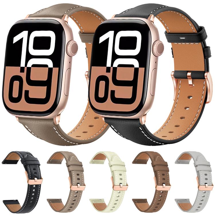 xDfind 로즈 골드 버클 블랙샤크 미세 입자 비건 가죽 시계 밴드, Apple Watch 42 / 44 / 45 / 46 / 49mm용, Apple Watch 38 / 40 / 41 / S11 42mm용