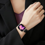 xDfind 로즈 골드 버클 블랙샤크 미세 입자 비건 가죽 시계 밴드, Apple Watch 42 / 44 / 45 / 46 / 49mm용, Apple Watch 38 / 40 / 41 / S11 42mm용