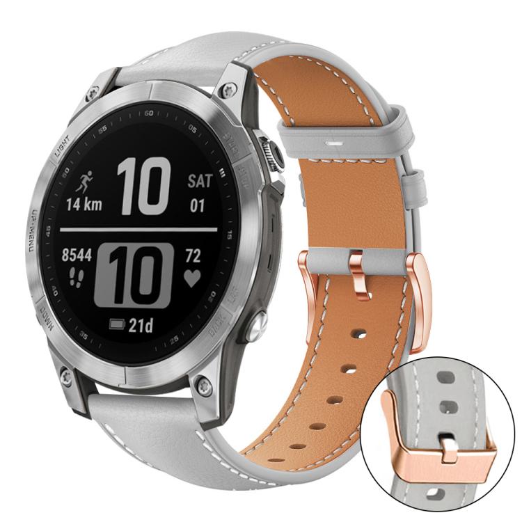 xDfind Rose Gold Buckle Black Shark Fine Grain Vegan Leather Watch Band, For Garmin Fenix 8/7/6/5 22mm, For Garmin Fenix 8/7S/6S/5S 20mm, For Garmin Forerunner 45 / 45S / Swim 2, For Garmin Forerunner 220/735/735XT/230/235, For Garmin Forerunner 35/30/35j