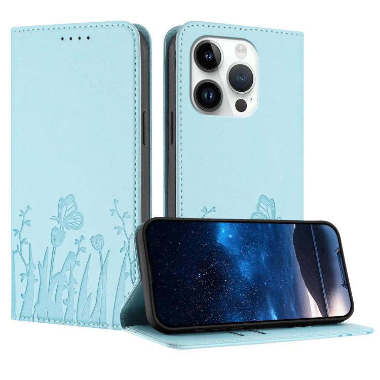 튤립 나비 패턴 자석 비건 가죽 휴대폰 케이스, iPhone 15용, iPhone 14 Plus용, iPhone 14용, iPhone 14 Pro용
