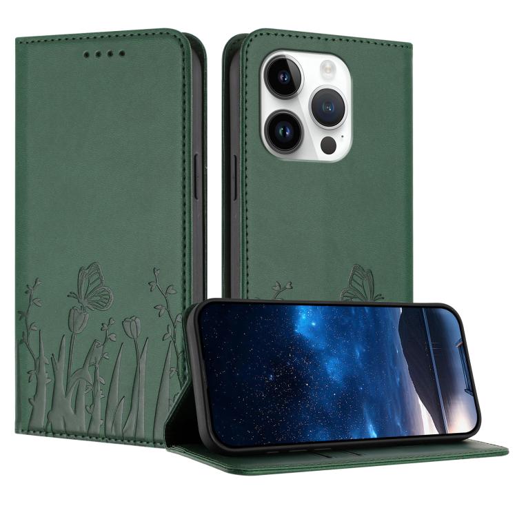 튤립 나비 패턴 자석 비건 가죽 휴대폰 케이스, iPhone 15용, iPhone 14 Plus용, iPhone 14용, iPhone 14 Pro용