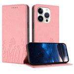튤립 나비 패턴 자석 비건 가죽 휴대폰 케이스, iPhone 15용, iPhone 14 Plus용, iPhone 14용, iPhone 14 Pro용
