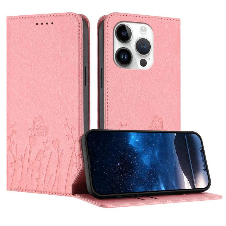 튤립 나비 패턴 자석 비건 가죽 휴대폰 케이스, iPhone 15용, iPhone 14 Plus용, iPhone 14용, iPhone 14 Pro용