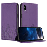 Tulips Butterfly Pattern Magnetic Vegan Leather Phone Case, For iPhone X / XS, For iPhone XS Max, For iPhone XR, For iPhone 8 Plus / 7 Plus
