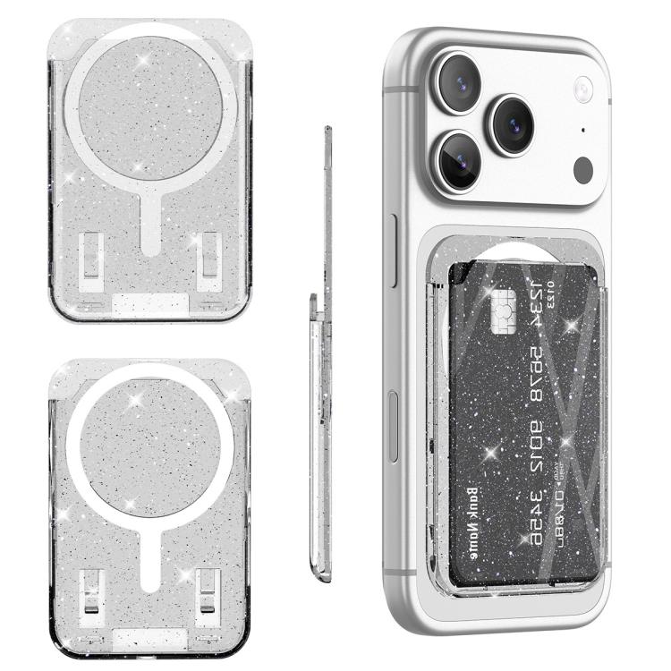 Glitter Clear Magnetic Phone Back Sticker Card Slots Bag